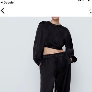 Zara Black Satin Blouse